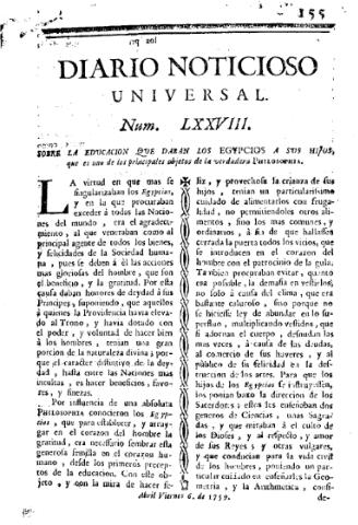 'Diario noticioso, curioso, erudito y comercial público y económico' - Número 78 - 1759 abril 6