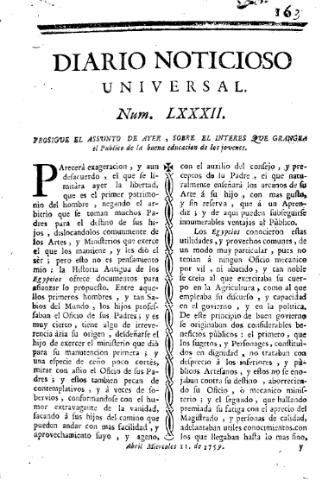 'Diario noticioso, curioso, erudito y comercial público y económico' - Número 82 - 1759 abril 11