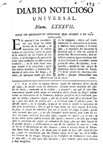 'Diario noticioso, curioso, erudito y comercial público y económico' - Número 87 - 1759 abril 20