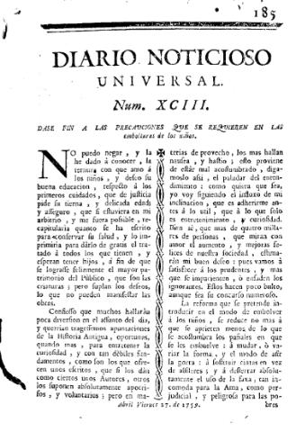 'Diario noticioso, curioso, erudito y comercial público y económico' - Número 93 - 1759 abril 27