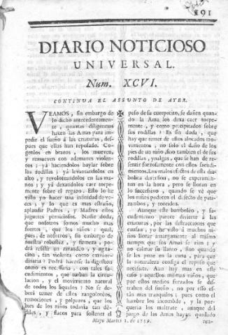 'Diario noticioso, curioso, erudito y comercial público y económico' - Número 96 - 1759 mayo 1