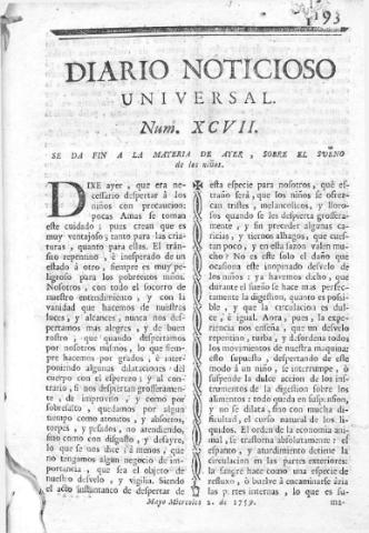 'Diario noticioso, curioso, erudito y comercial público y económico' - Número 97 - 1759 mayo 2