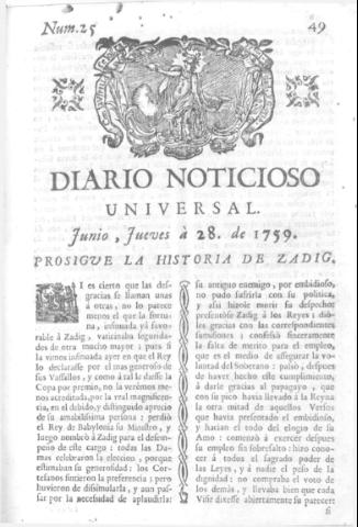 'Diario noticioso, curioso, erudito y comercial público y económico' - Número 25 - 1759 junio 28