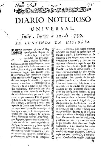 'Diario noticioso, curioso, erudito y comercial público y económico' - Número 36 - 1759 julio 12