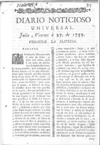 'Diario noticioso, curioso, erudito y comercial público y económico' - Número 48 - 1759 julio 27
