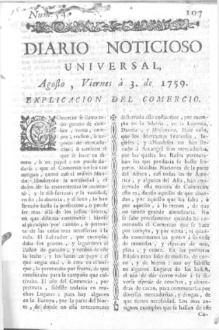 'Diario noticioso, curioso, erudito y comercial público y económico' - Número 54 - 1759 agosto 3