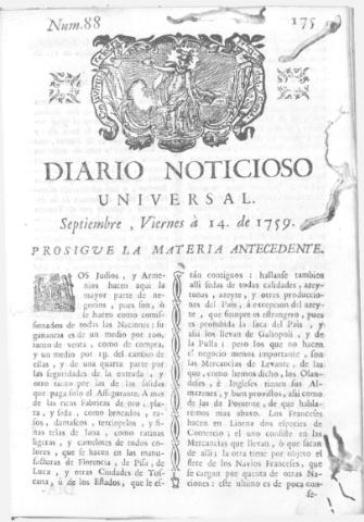 'Diario noticioso, curioso, erudito y comercial público y económico' - Número 88 - 1759 septiembre 14