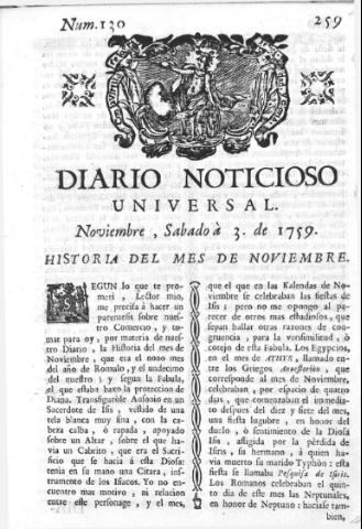 'Diario noticioso, curioso, erudito y comercial público y económico' - Número 130 - 1759 noviembre 3