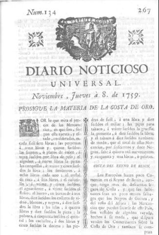'Diario noticioso, curioso, erudito y comercial público y económico' - Número 134 - 1759 noviembre 8