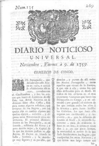 'Diario noticioso, curioso, erudito y comercial público y económico' - Número 135 - 1759 noviembre 9
