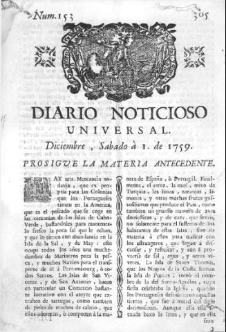 'Diario noticioso, curioso, erudito y comercial público y económico' - Número 153 - 1759 diciembre 1