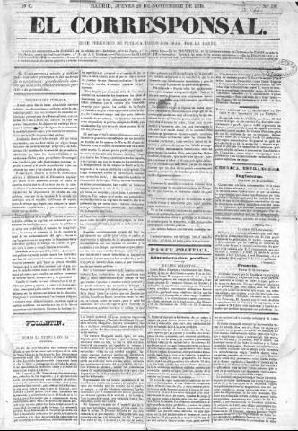'El Corresponsal' - Número 181 - 1839 noviembre 28