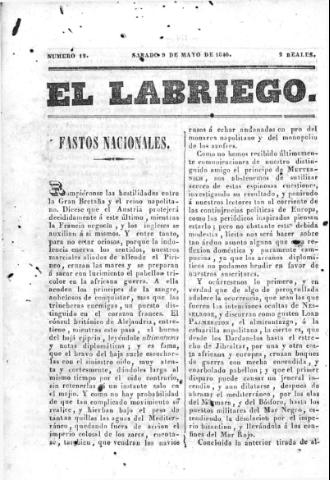 'El Labriego.' - Número 12 - 9 mayo 1840