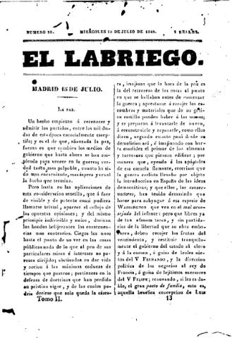 'El Labriego.' - Número 28 - 15 julio 1840
