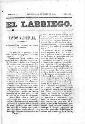'El Labriego.' - Número 32 - 29 julio 1840