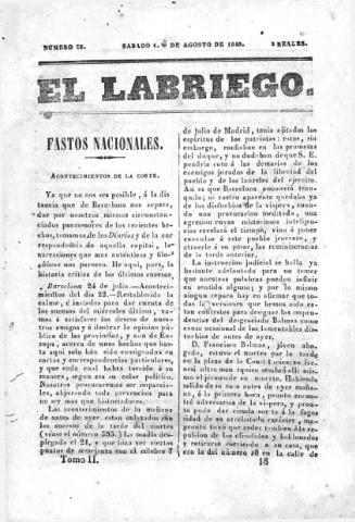 'El Labriego.' - Número 33 - 1 agosto 1840