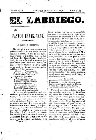 'El Labriego.' - Número 35 - 8 agosto 1840