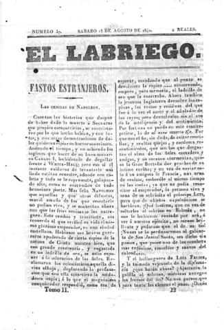 'El Labriego.' - Número 37 - 15 agosto 1840