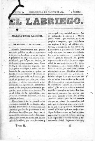 'El Labriego.' - Número 40 - 26 agosto 1840