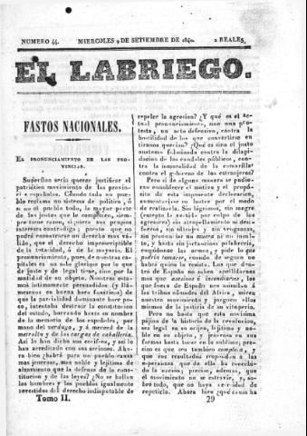 'El Labriego.' - Número 44 - 9 septiembre 1840