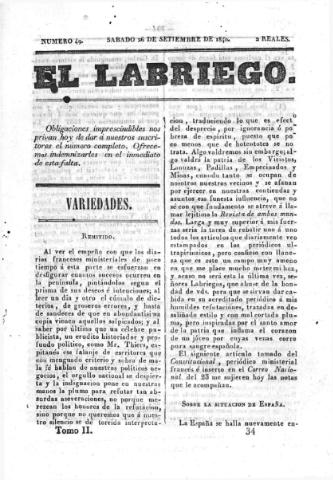 'El Labriego.' - Número 49 - 26 septiembre 1840