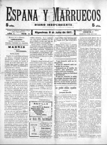 'España y Marruecos  : diario independiente' - Año 1 Número 5 - 1917 julio 5