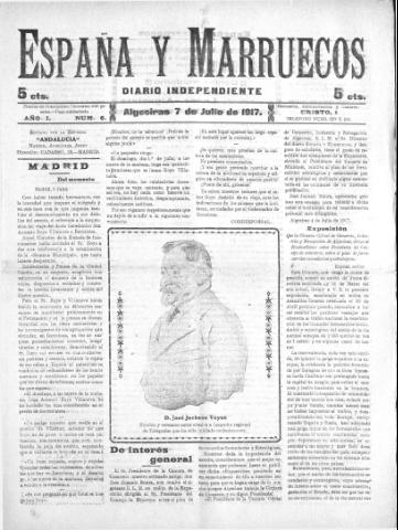 'España y Marruecos  : diario independiente' - Año 1 Número 6 - 1917 julio 7
