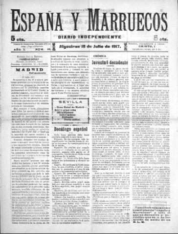 'España y Marruecos  : diario independiente' - Año 1 Número 16 - 1917 julio 18