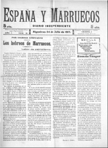 'España y Marruecos  : diario independiente' - Año 1 Número 21 - 1917 julio 24