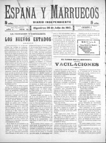 'España y Marruecos  : diario independiente' - Año 1 Número 23 - 1917 julio 26