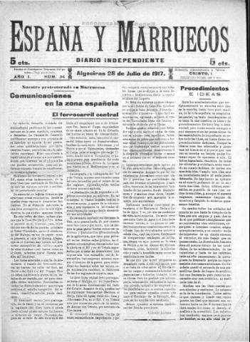 'España y Marruecos  : diario independiente' - Año 1 Número 24 - 1917 julio 28