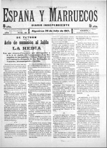 'España y Marruecos  : diario independiente' - Año 1 Número 25 - 1917 julio 29