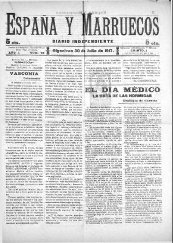 'España y Marruecos  : diario independiente' - Año 1 Número 26 - 1917 julio 30