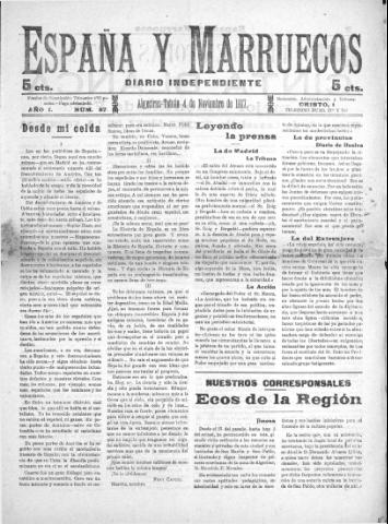 'España y Marruecos  : diario independiente' - Año 1 Número 97 - 1917 noviembre 4