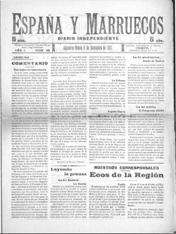 'España y Marruecos  : diario independiente' - Año 1 Número 98 - 1917 noviembre 6