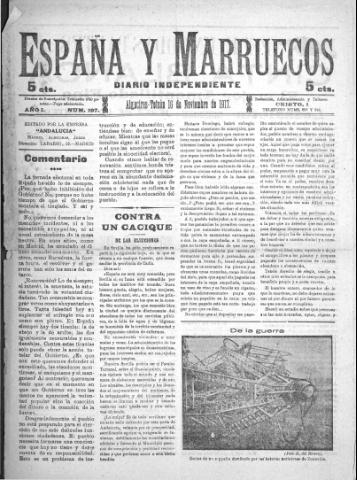 'España y Marruecos  : diario independiente' - Año 1 Número 107 - 1917 noviembre 16