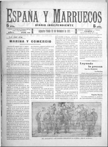 'España y Marruecos  : diario independiente' - Año 1 Número 103 - 1917 noviembre 22