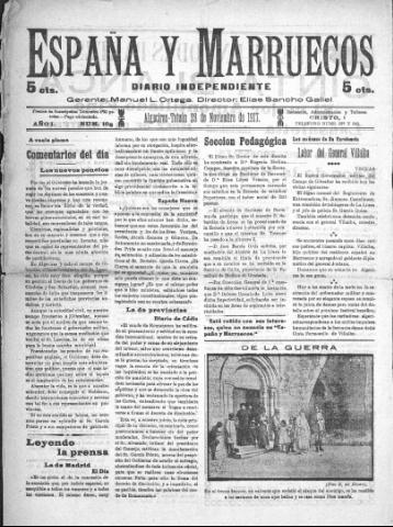 'España y Marruecos  : diario independiente' - Año 1 Número 108 - 1917 noviembre 28