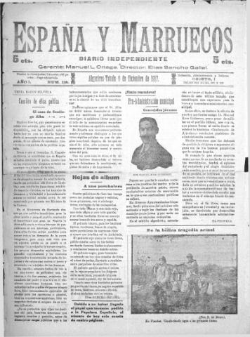 'España y Marruecos  : diario independiente' - Año 1 Número 118 - 1917 diciembre 9