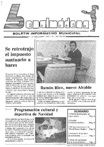 'Benalmádena :  boletín informativo municipal' - Número 13 - 1985 diciembre 1