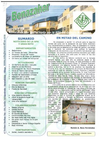 'Benazahar  : revista escolar patrocinada por el AMPA del Colegio Maravillas / Colegio Maravillas' - Número 68 - 2006 febrero 1