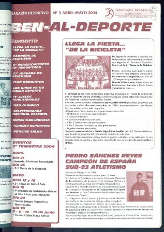 'BEN-AL-DEPORTE  : magazín deportivo / Patronato Deportivo Municipal' - Número 3 - 2004 abril 1