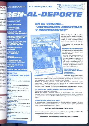 'BEN-AL-DEPORTE  : magazín deportivo / Patronato Deportivo Municipal' - Número 4 - 2004 junio 1
