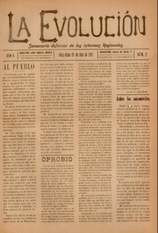 'La Evolución : semanario defensor de los intereses regionales' - Año 1 Número 2 - 1915 julio 25
