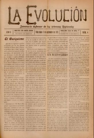 'La Evolución : semanario defensor de los intereses regionales' - Año 1 Número 8 - 1915 septiembre 05