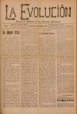 'La Evolución : semanario defensor de los intereses regionales' - Año 1 Número 21 - 1915 diciembre 05