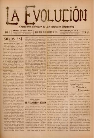 'La Evolución : semanario defensor de los intereses regionales' - Año 1 Número 23 - 1915 diciembre 19