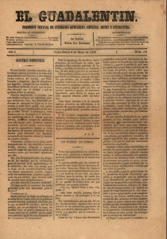 'El Guadalentin : Periódico Semanal Literario y de Intereses Generales' - Año 1 Número 12 - 1883 mayo 06