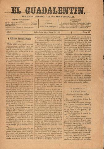 'El Guadalentin : Periódico Semanal Literario y de Intereses Generales' - Año 1 Número 17 - 1883 junio 10