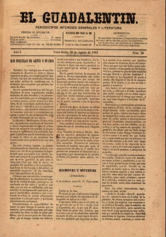 'El Guadalentin : Periódico Semanal Literario y de Intereses Generales' - Año 1 Número 26 - 1883 agosto 20